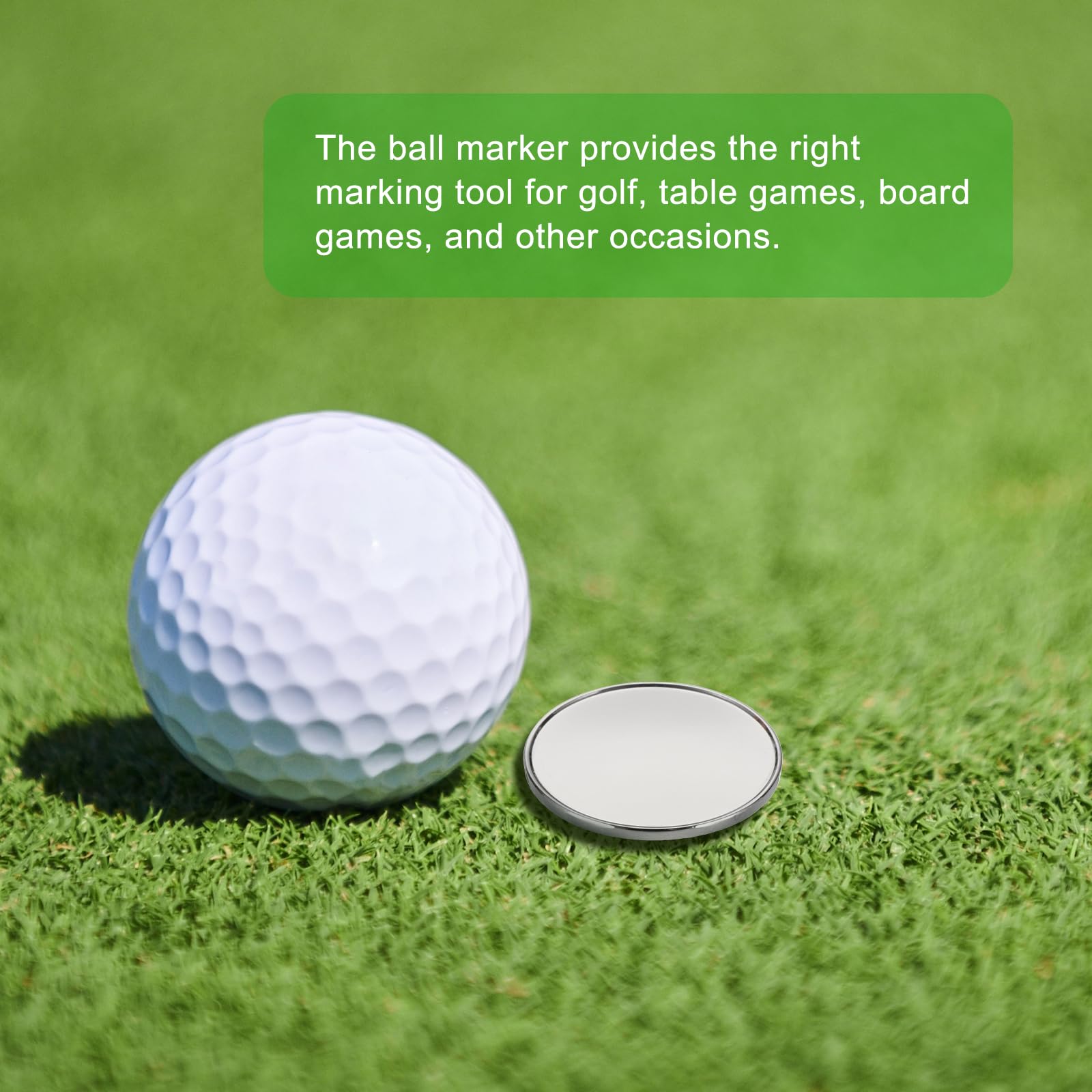 PATIKIL Marcador de Bola de Golf 1 Pulgada, 6 Unidades Marcadores Metálicos en Blanco para Posición, Accesorio para Golfistas Hombres y Mujeres, Juegos de Mesa, Plateado
