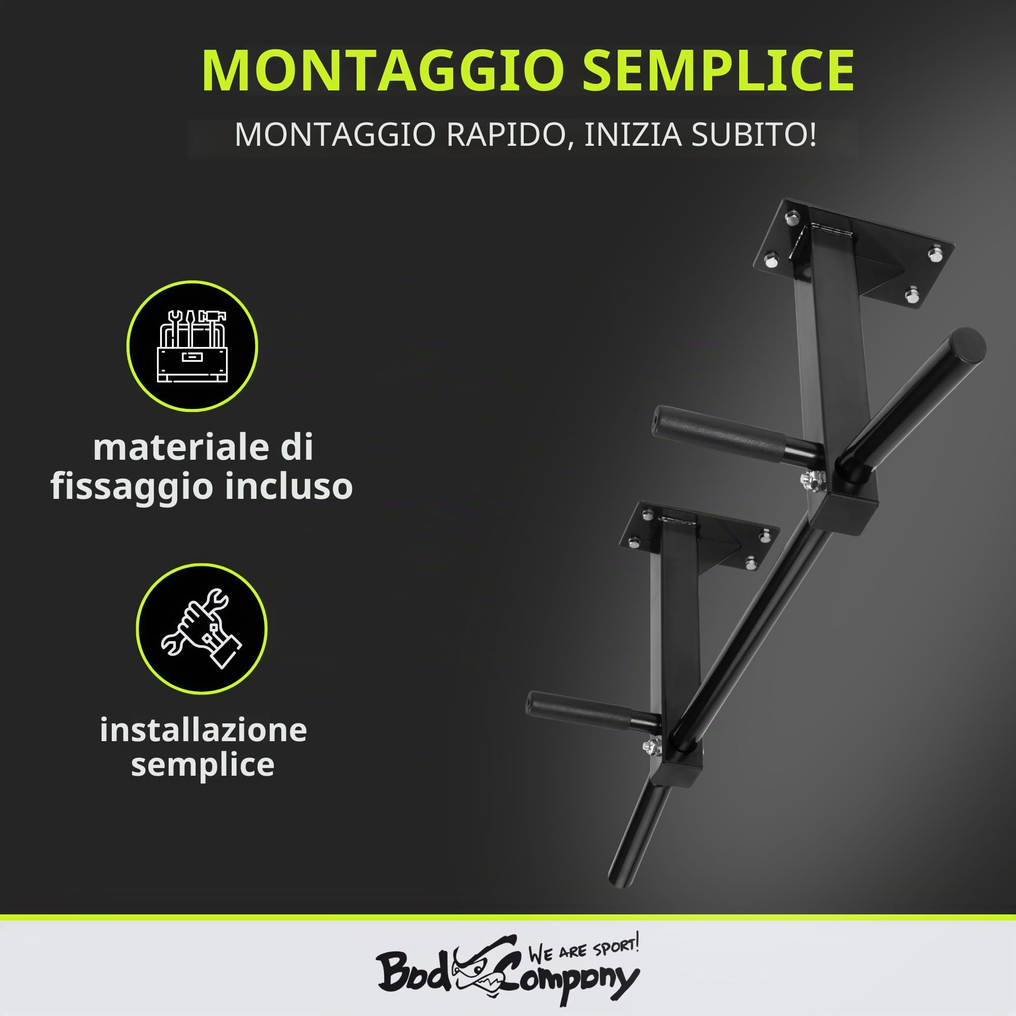 Bad Company Sbarra per trazioni Professionale | Sbarra per Il Montaggio a Parete o al soffitto, Portata Fino a 350 kg | Compreso Materiale di Montaggio | BCA-44 e BCA-45