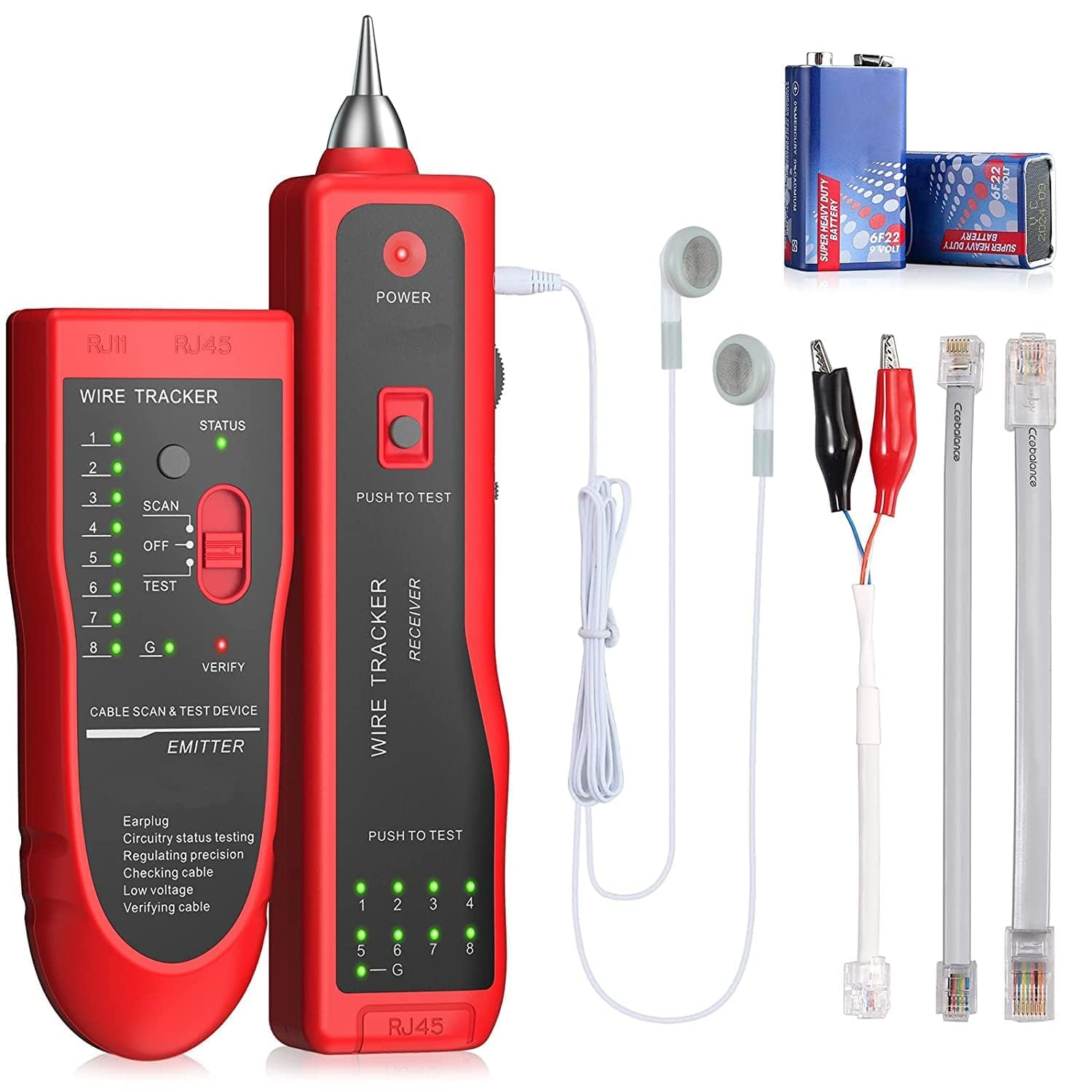 QIIVI Wire Tracker Cable Break Point Tester For Network Cable Check Rj45 Ethernet Lan Telephone Line Finder Checker Rj11 (Cable Tester) Multicolor-image-29