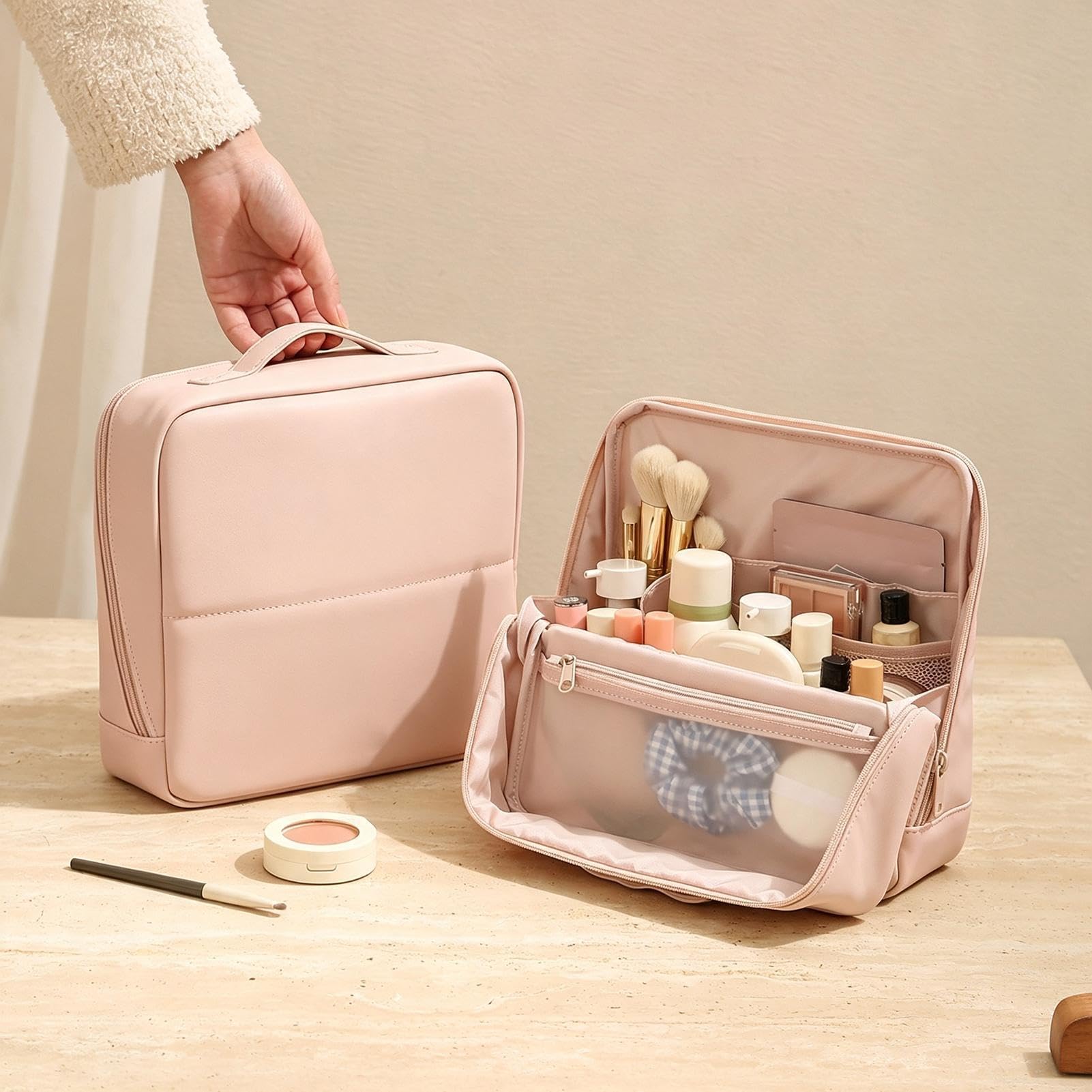 Borsa Trucchi Verticale Borsa Da Toeletta Con Chiusura Magnetica | Porta Trucchi Da Viaggio per campeggio, hotel, viaggi di lavoro, weekend, zaino in spalla, dormitorio, vacanza