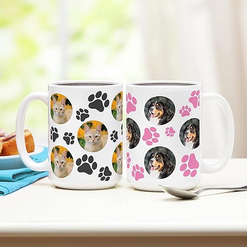 Miniatura 2 de Let's Make Memories Taza de fotos personalizada  Estampado de patas de mascotas  Para padres de perros y gatos  Honor Furry Friends  Taza de café