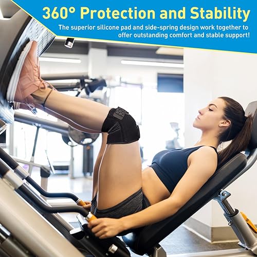 Miniatura 5 de HUEGLO Rodillera de talla grande para mujeres y hombres, alivio del dolor de rodilla, correa de soporte ajustable para tendón rotuliano, rodillera