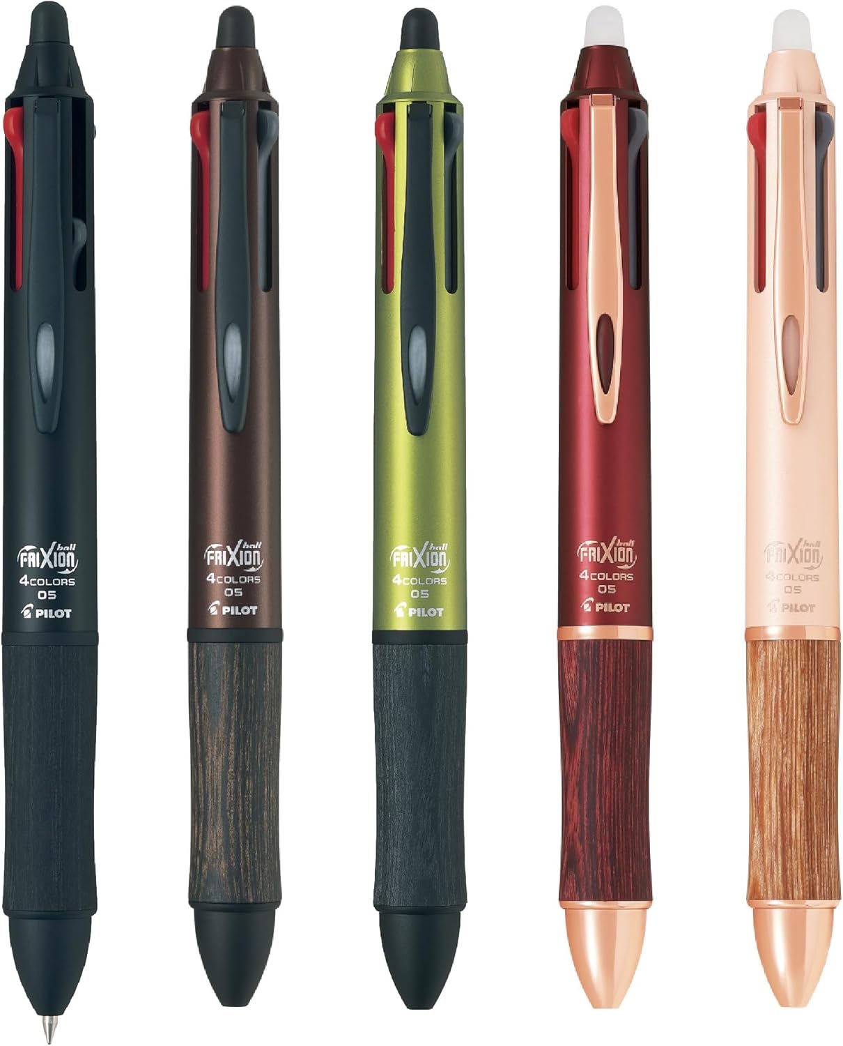Pilot LKFB-3SEF-BN Frixion Ball 4 Color Ballpoint Pen, 0.5mm, Brown
