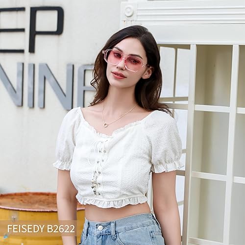 Miniatura 136 de Feisedy - B2622 - Lentes de sol estilo aviador, cuadrados, clásicos de los años 70, unisex, con montura clásica retro y elegante, UV400 Marco