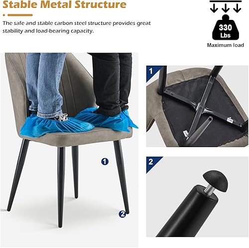 Miniatura 6 de CLIPOP Juego de 2 sillas de comedor de piel sintética, sillas de cocina modernas con asiento tapizado, respaldo alto, sillas de comedor para cocina,