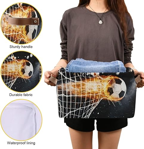 Miniatura 8 de AUUXVA Cesta de almacenamiento clásica de cuadrícula de búfalo a cuadros, caja de almacenamiento de lona duradera plegable para juguetes, cesta