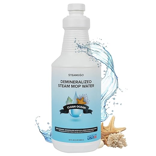 Steam & Go Demineralized Water - Multisurface Cleaner, PVC-Free Ready-to-Use for Mops & Floor Steamers - Ideal for Kitchen, Bathroom, & Home Surfaces - Clean Ocean Scent - 32oz (Pack of 1)