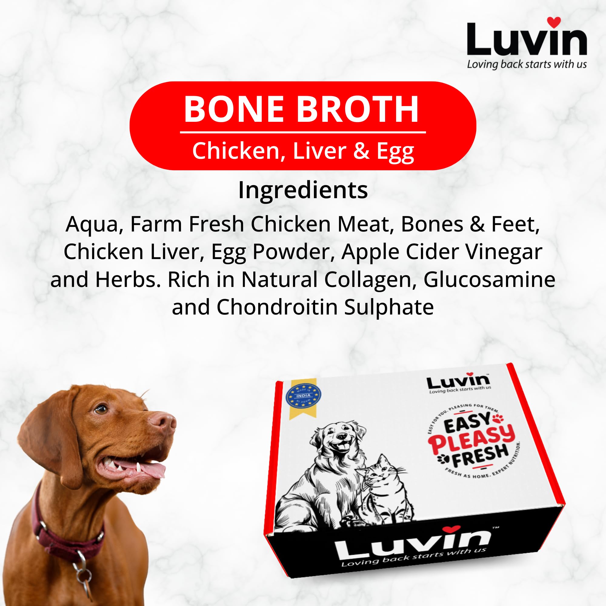 Luvin Chicken Bone Broth for Dogs - 80ml (Pack of 6) | No Added Colors, Flavors or Preservatives | Human Grade | Dog Wet Food Topper 3