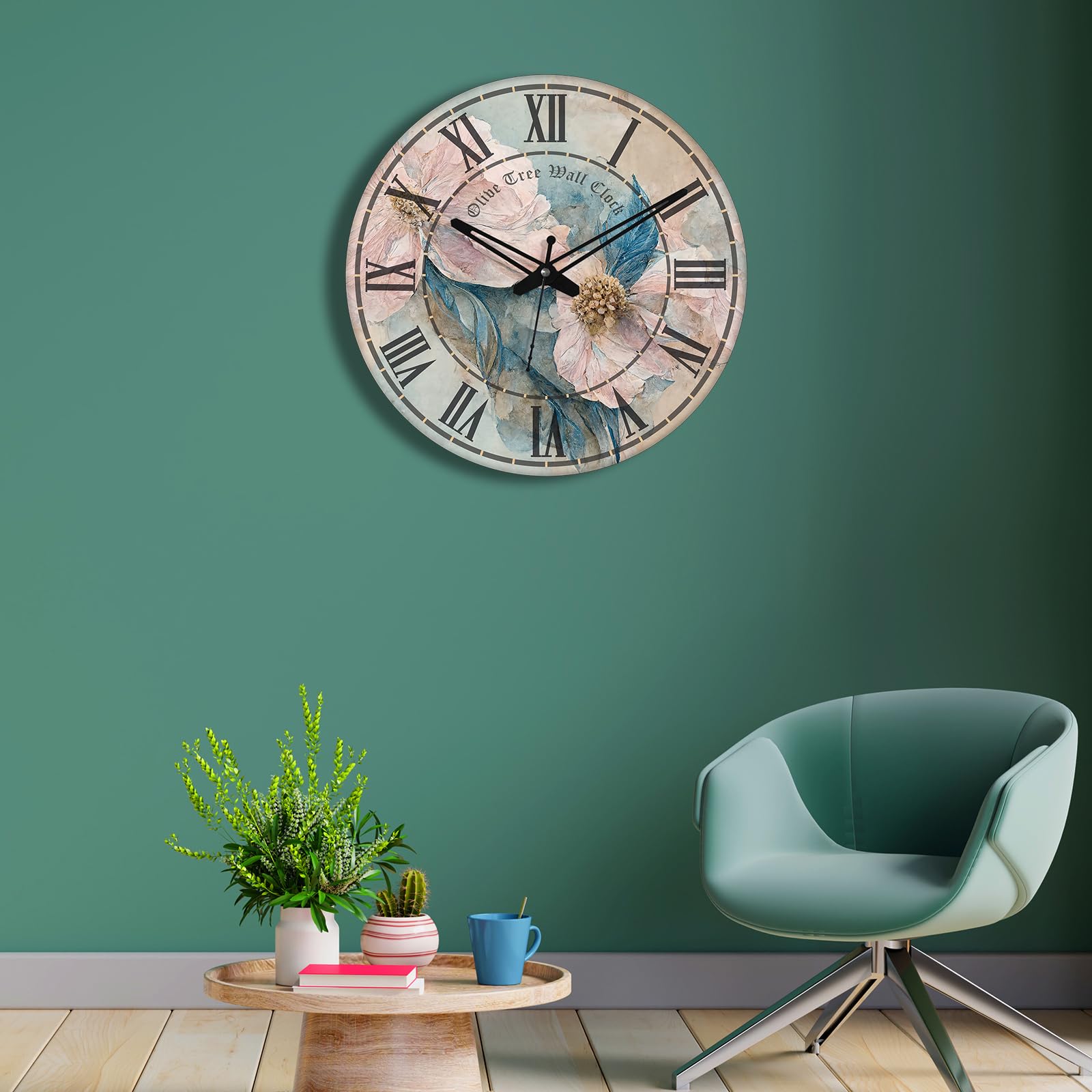 Olivetree Wooden Wall Clock 15" TIC TOC Movement Decorative Latest Wall Clock Classic Clock Battery Operated Round Easy to Read for Home, Living Room,Office(Multi) - 2076