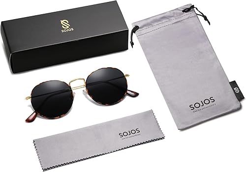 Vista 6 de SOJOS SJ1014 Lentes de sol polarizados redondos pequeños para mujeres y hombres, estilo clásico de época, tonos retro, protección UV400