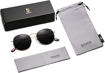 SOJOS Small Round Polarized Sunglasses for Women Men Classic Vintage Retro Shades UV400 SJ1014