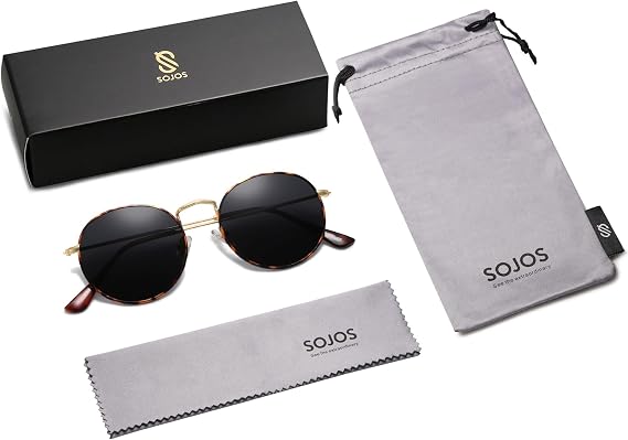 SOJOS Small Round Polarized Sunglasses for Women Men Classic Vintage Retro Shades UV400 SJ1014