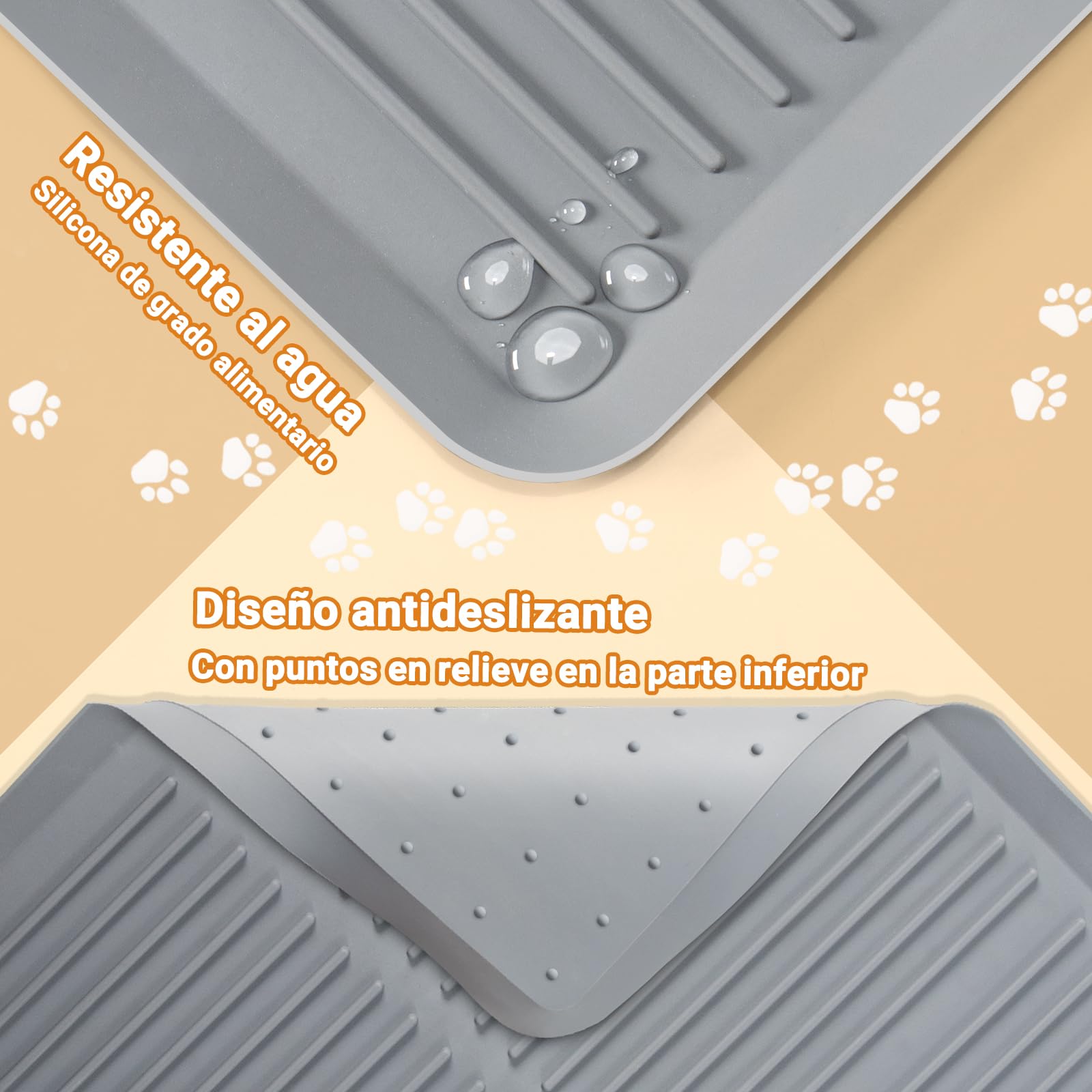 Ycozy Alfombra Gatos Arenero de Silicona, 68x50cm, Alfombrilla Arenero Gato de Goma, Tapete de Silicona de Grado Alimenticio, Impermeable, Fácil de Lavar, Base Antideslizante