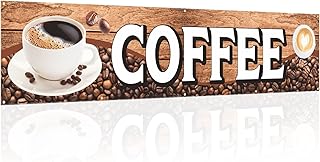 Tegeme Large Coffee Banner Sign Coffee Shop Banner Flag 2x10 Ft/ 24 x 120 Inch Oxford Fabric Cafe Business Sign for Easy Hang Indoor Outdoor