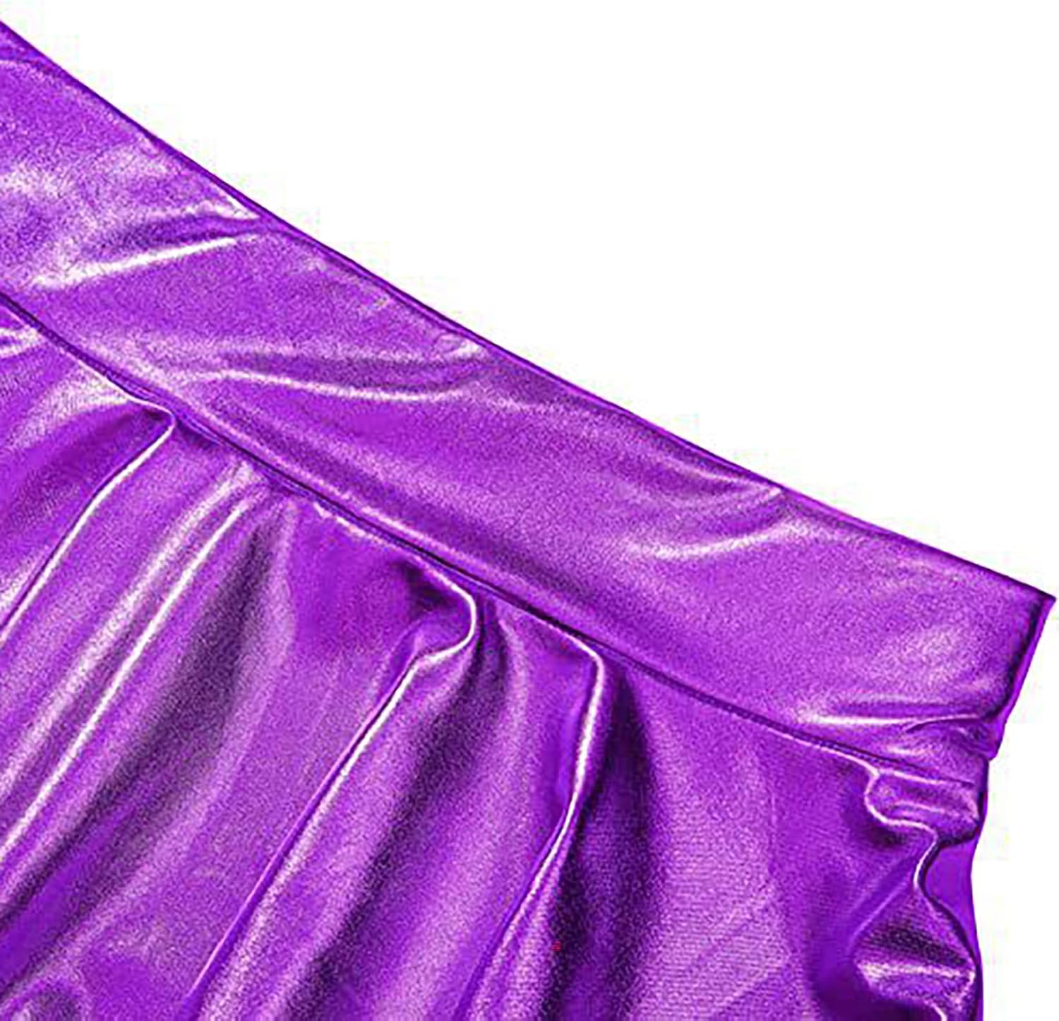 JanJean Women Casual Glossy Shiny Pleated Skirt Performance Dance Skirt Tennis Skirt Rave Clubwear
