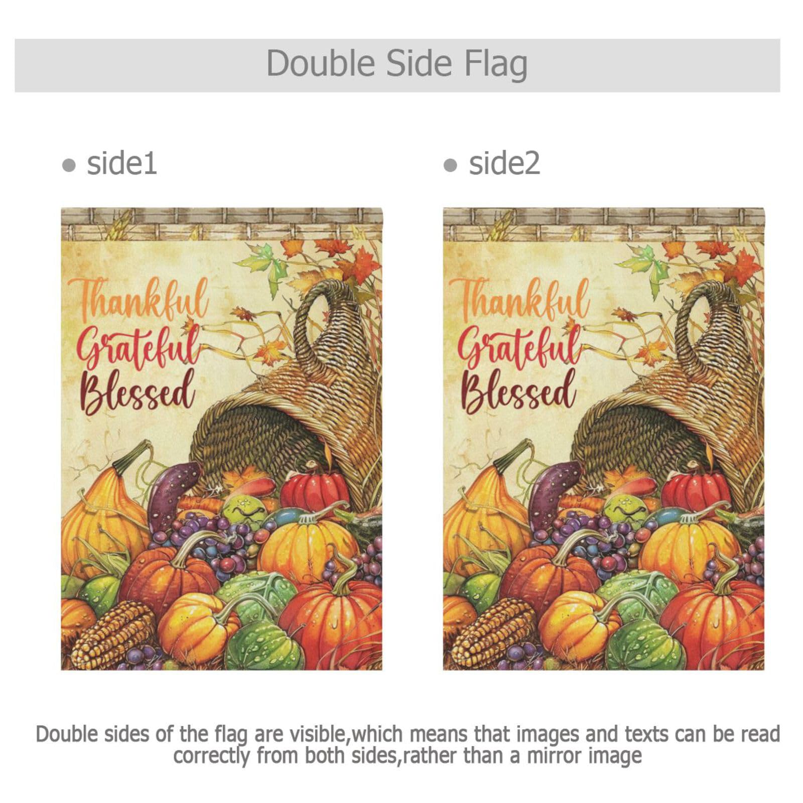 Black Cat Thanksgiving Garden Flag – 3x5 Ft, Thankful Grateful Blessed, Polyester, UV & Waterproof