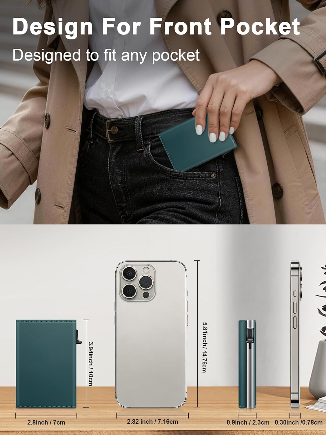 Small Wallet Women RFID Blocking Slim Card Wallet - Compact Credit Card Holder for 9-12 Cards with Cash Slot & Clear ID Window, Birthday Gifts for Women image 4
