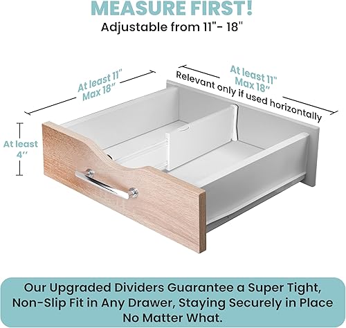Miniatura 2 de RAPTUROUS Divisores para cajones ajustables, para ropa, tocador, cocina, oficina, agarre fuerte y resistente, extremos suaves, 4 pulgadas de alto,