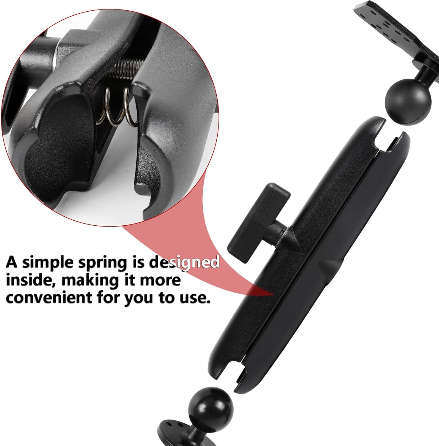 Universal Mounting Bracket - Extended Aluminum Alloy Arm with Spherical & Rectangular Plate, Circular Base for Fish Finder, GPS Plotter, Depth Sounder, CB Radio, Marine Electronics (11.4inch)