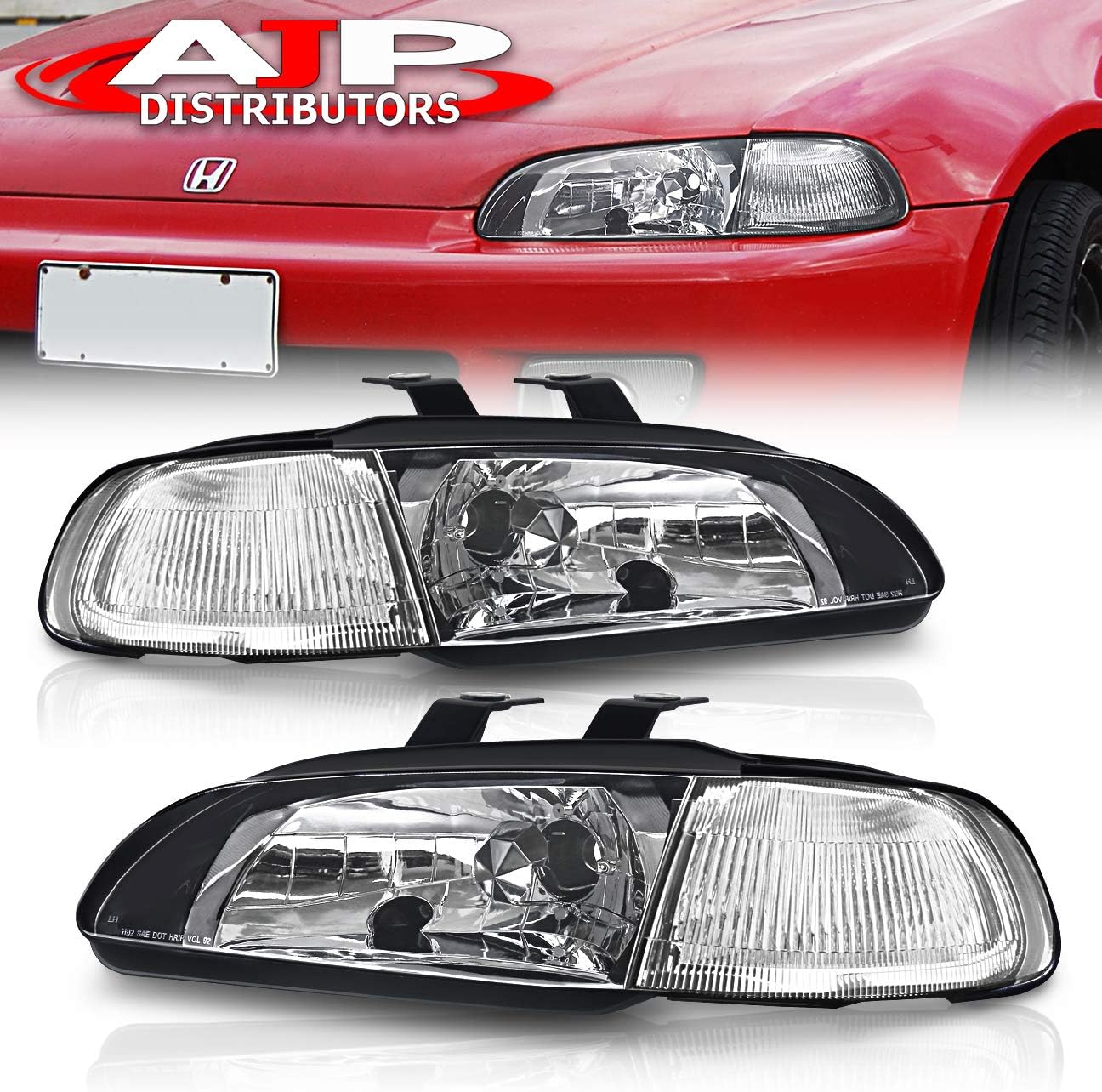 Amazon Com Ajp Distributors 1992 1993 1994 1995 92 93 94 95 For Honda Civic Coupe Hatchback 2 3 Door 1 Piece Jdm Replacement Assembly Headlights Head Lights Lamps Headlamps Smoke Automotive