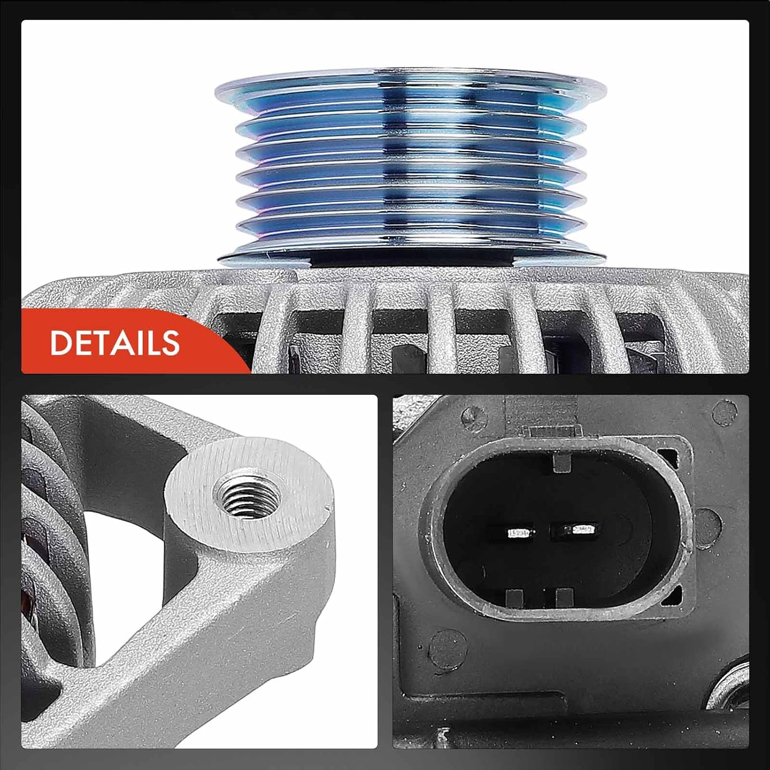 A-Premium Alternator Compatible with Porsche 911 2005-2006, Boxster 2005-2006, Cayman 2006, Carrera GT 2004-2005, 2.7L 3.2L 3.4L 3.6L 3.8L 5.7L, 12V 150A 6-Groove Pulley CW, Replace# 997-603-012-08