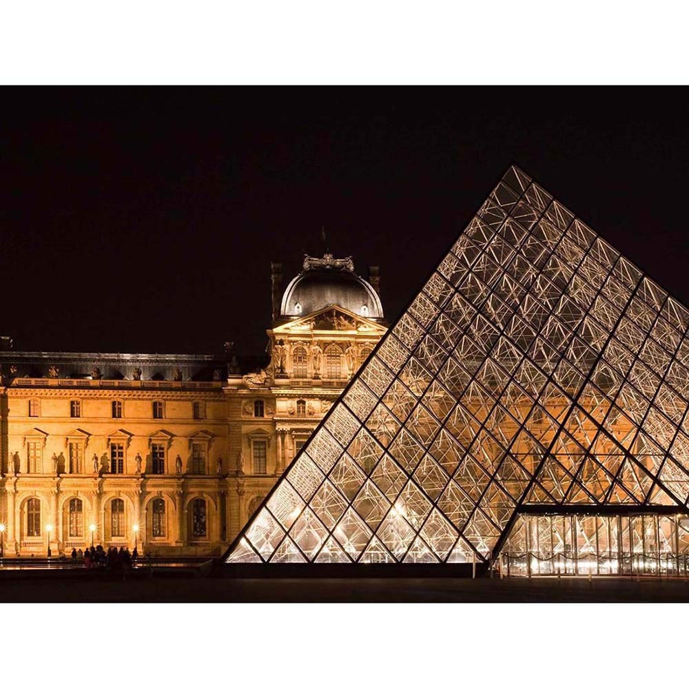 Wee Blue Coo Photo Architecture Louvre Gallery Paris France Pyramid Gate Art Print Poster Wall Decor 12X16 Inch