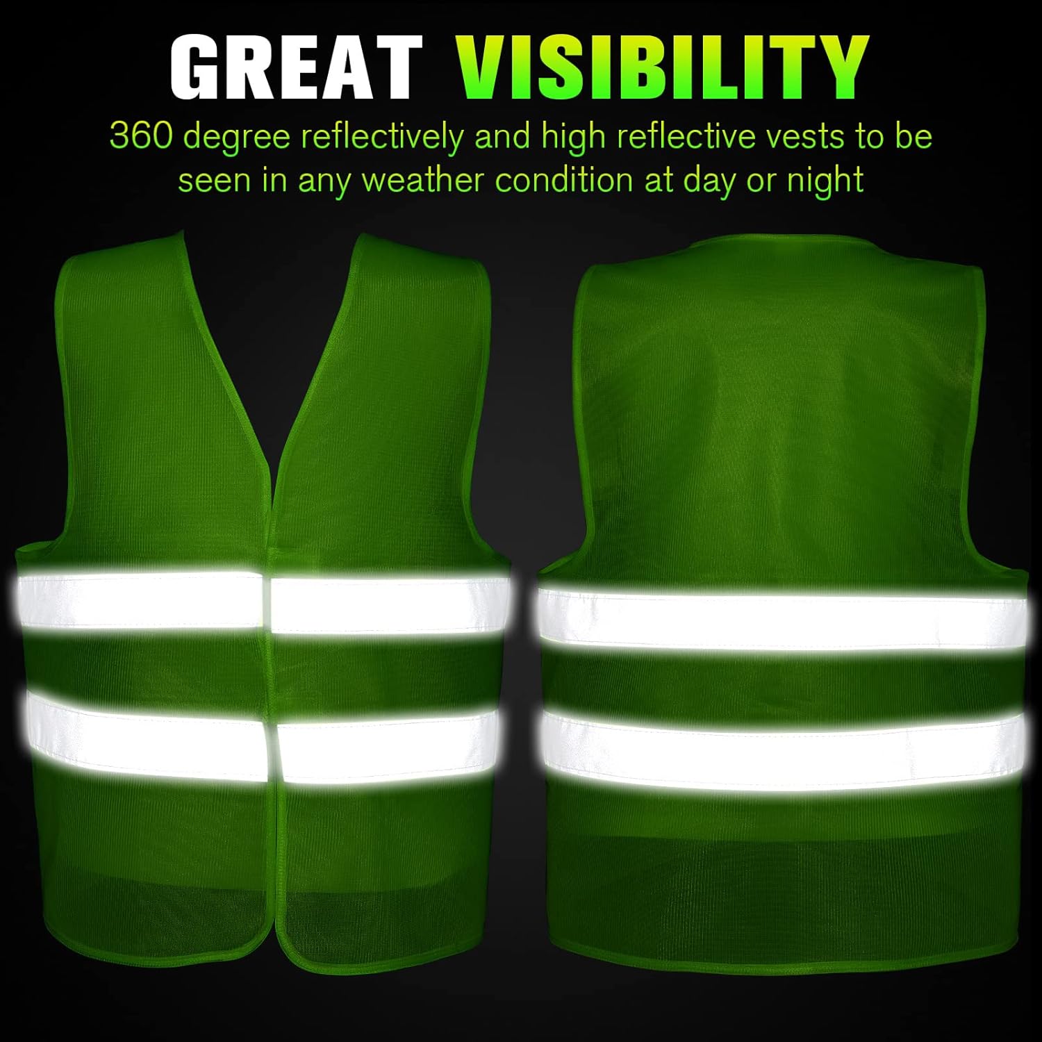 JaGely High Visibility Safety Vest Bulk Reflective Mesh Security Vest for Men Women Work Cycling Runner Neon - Image 4