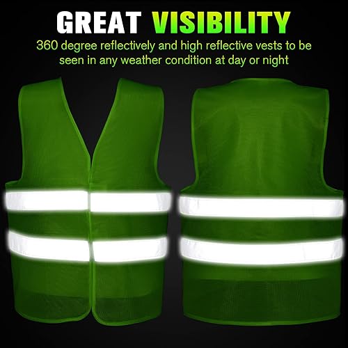 Miniatura 4 de Mepase Paquete de 60 chalecos de seguridad reflectantes, chaleco de seguridad de malla de alta visibilidad, chaleco de trabajo a granel con tira