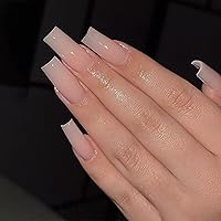 Vista 15 de Uñas postizas extralargas cuadradas SWEKKE rosa, uñas postizas rosadas, color rosa, cobertura completa, uñas acrílicas brillantes, uñas adhesivas