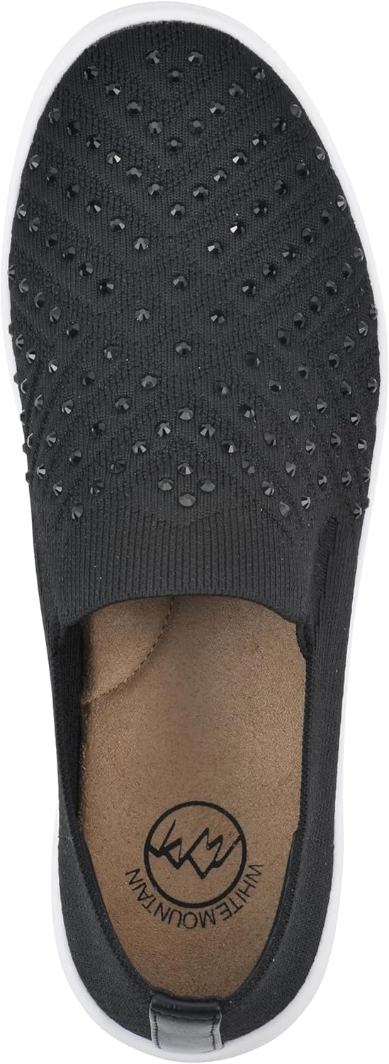 WHITE MOUNTAIN Women's Upbring Rhinestoned Woven Knit Sneaker - Image 6