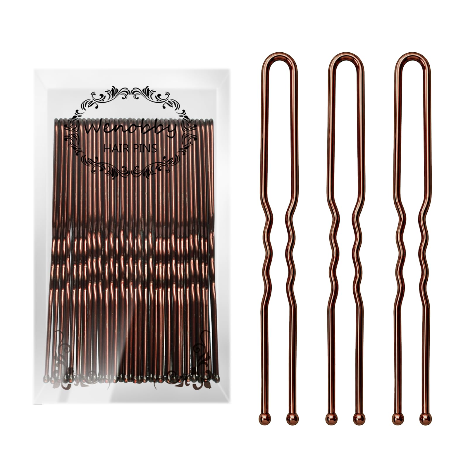 U-förmige, robuste Haarnadeln für Dutts, 7,1 cm, braune Haarnadeln für Frauen, Haarstyling mit dickem Haar, 100 Stück
