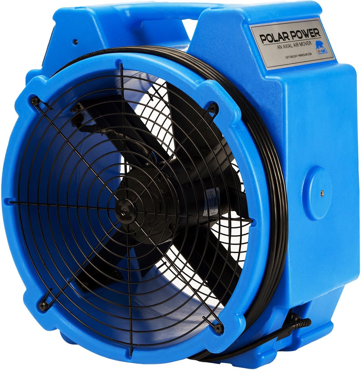 1/4 HP Polar Axial Blower Fan High Velocity Air Mover for Water Damage Restoration, Air Circulation, Drying, 3300 CFM, Daisy Chain Capable, Stackable, Blue, BA-PB-X24
