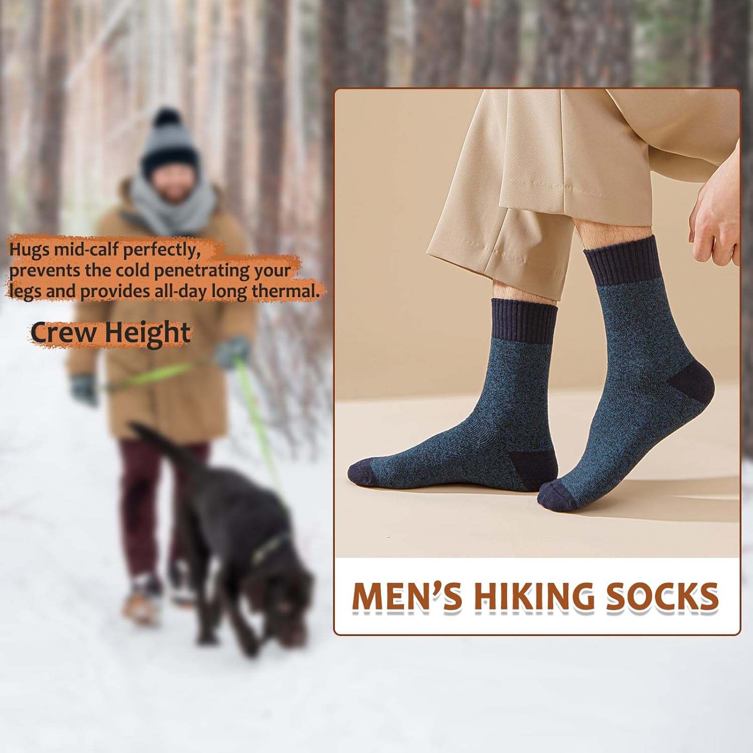 MOSOTECH 5 Pairs Wool Socks Mens - Warm & Thick Winter Socks with Thermal Cushion for Hiking & Cold Weather, Size 7-12 - Image 5