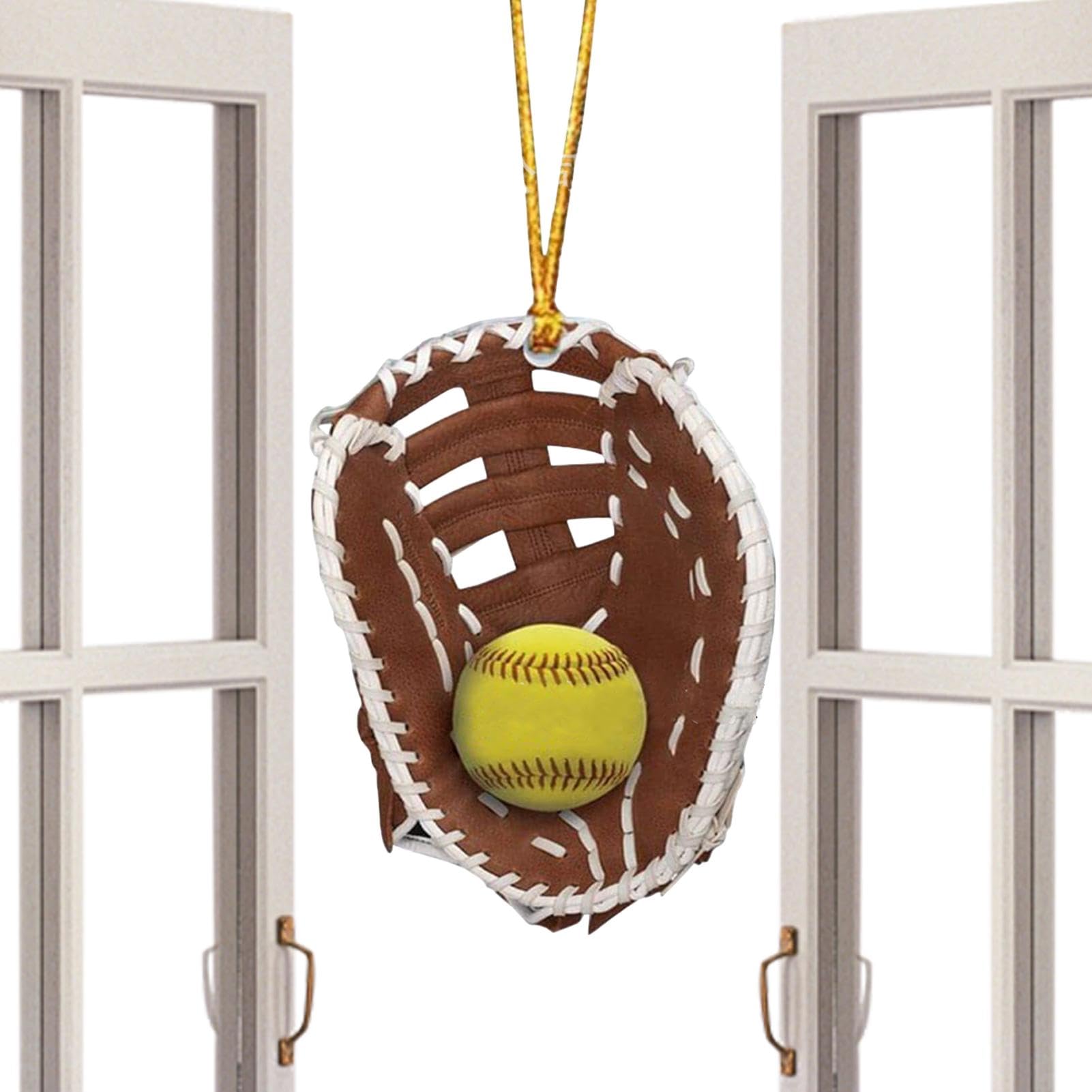 Ornement De Softball Pour Sapin De Noël – Acrylique 2D, 15 Cm, 8,5 G – Forme Gant – Décoration Sportive Pour Fans