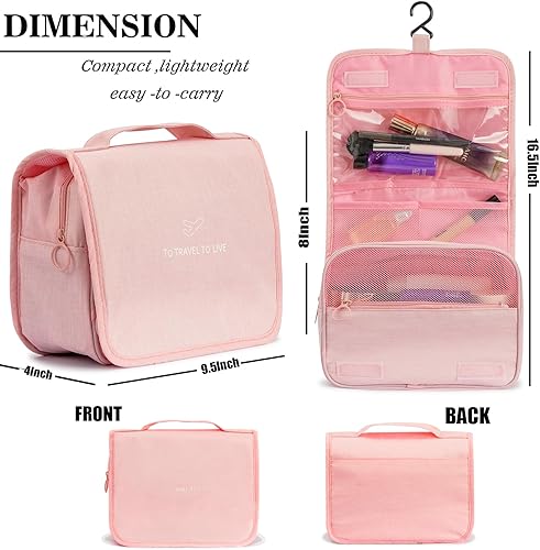 Miniatura 4 de L&FY Neceser de viaje portátil multifunción, bolsa de maquillaje cosmético, estuche de aseo organizador de lavado, Azul marino, 9.44" x8.26" x 3.5",