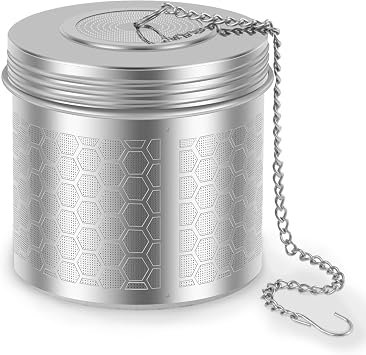 Tea Infuser Stainless Steel Honeycomb Tea Leak Fine mesh Tea Leak with Chain Tea Leak with Threaded Connection Leakage Non Leakable Suitable for Teapots12silver,1
