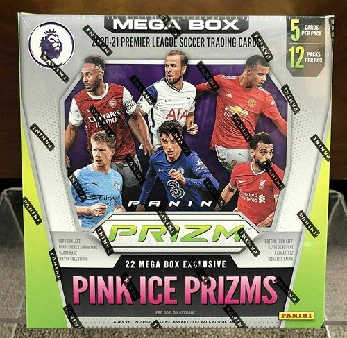 2020-21 Panini Prizm EPL English Premier League Soccer Futbol Factory Sealed Mega Box 12 Packs of 5 Cards. 60 Cards in All. Find 22 Exclusive Pink