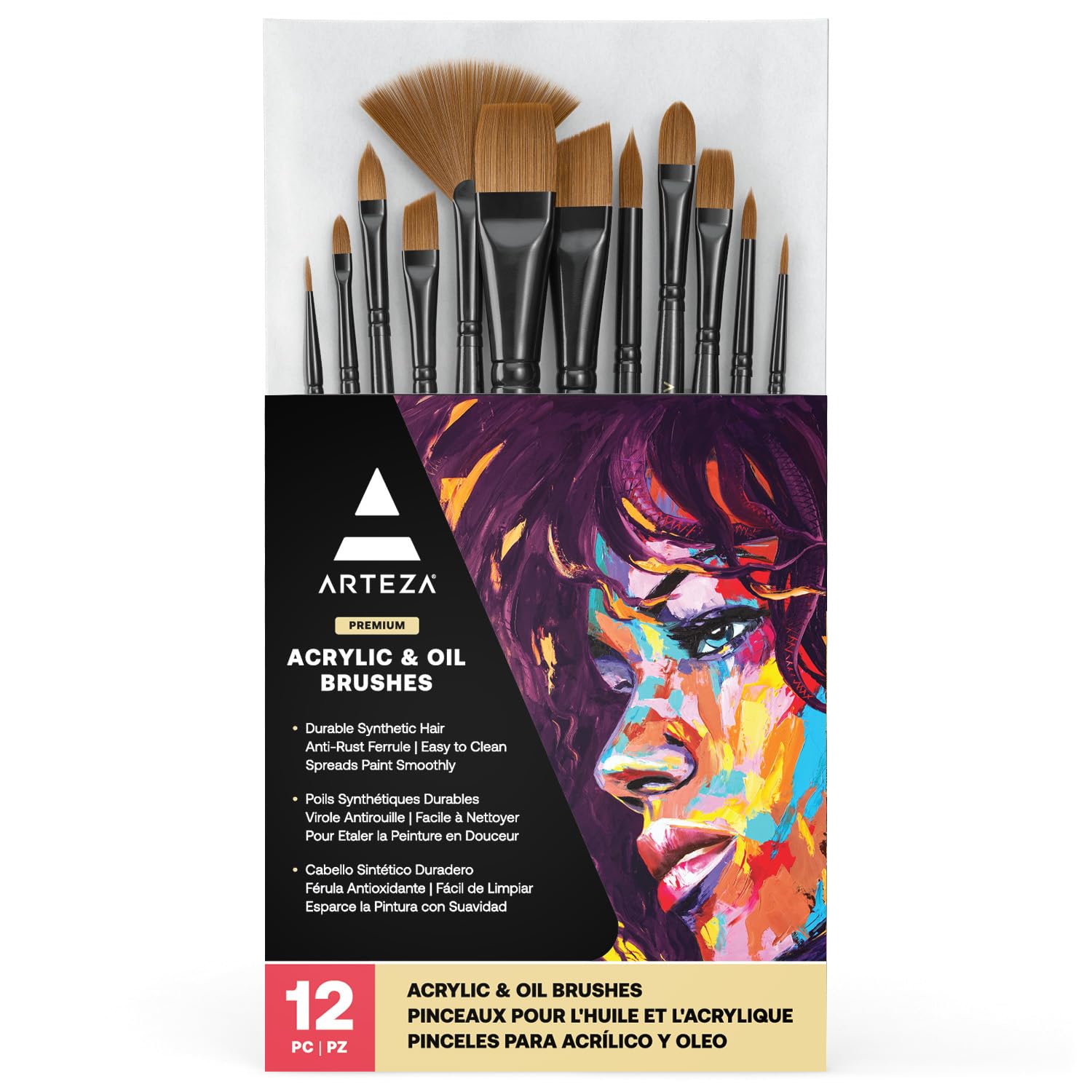 Amazon.com: ARTEZA Paint Brushes Set of 12, Acrylic and Oil Paint