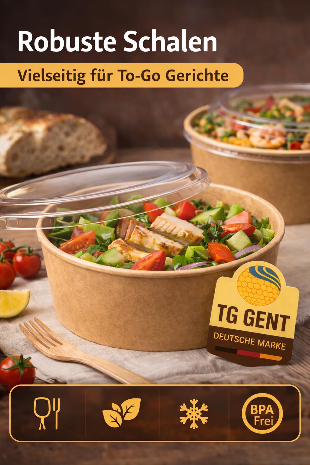 Salatschalen mit Deckel, 1300ml | 150 Stück