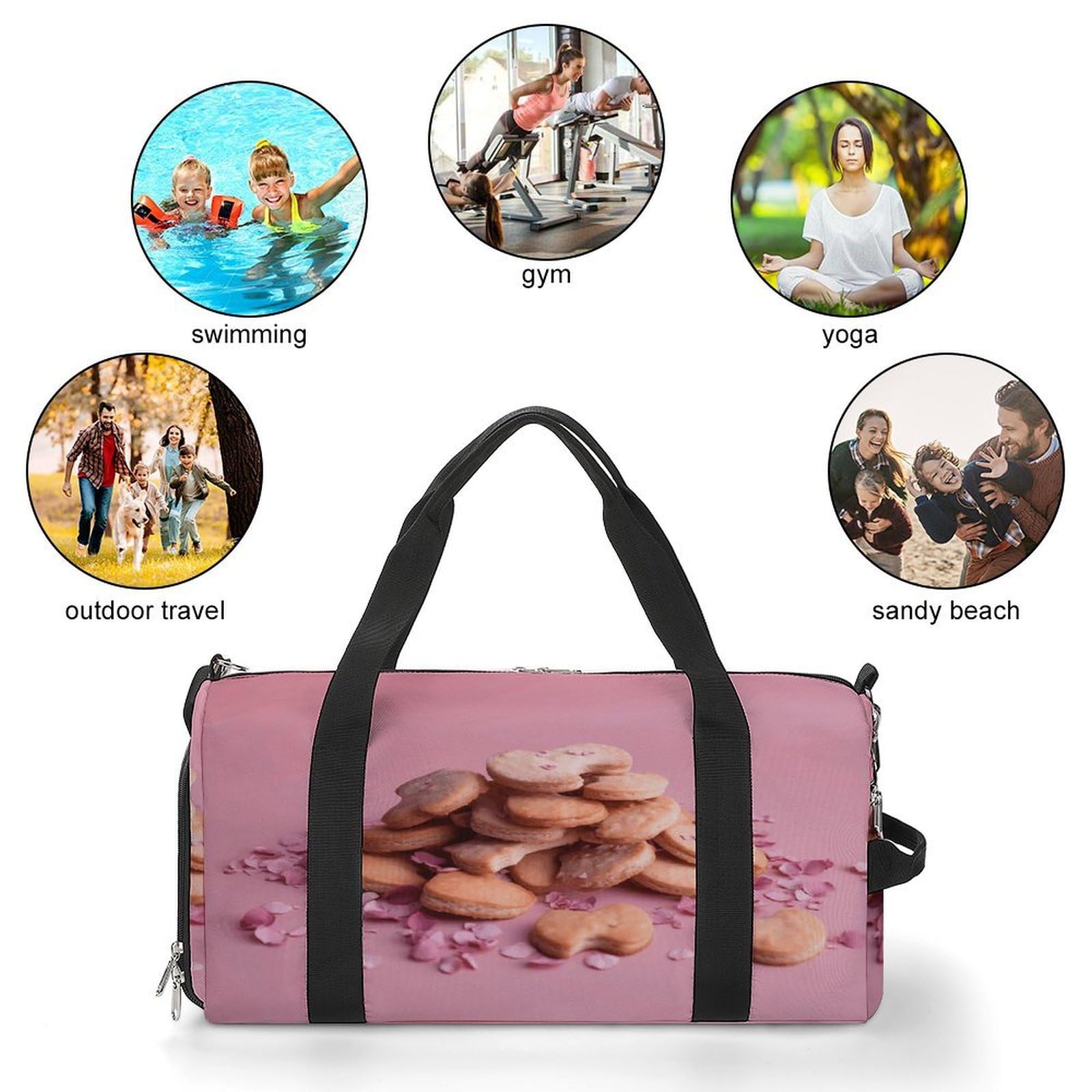 Bolsa de gimnasio ligera para alimentos, bolsa de viaje con compartimento para zapatos, bolsa de gimnasio para mujer, para pasar la noche, fin de semana, yoga, gimnasio, viajes de negocios, deportes y