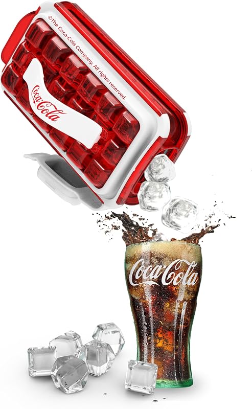 ICEBREAKER Bandeja para Cubitos de Hielo Nordic POP con Tapa y Diseño Coca-Cola® - Bandejas para Cubitos de Hielo SIN DERRAMES para Congelador - Bandejas para Congelador NO TOQUE con Tapa - Prepara y Sirve 18 Cubitos de Hielo sin Tocar el Hielo