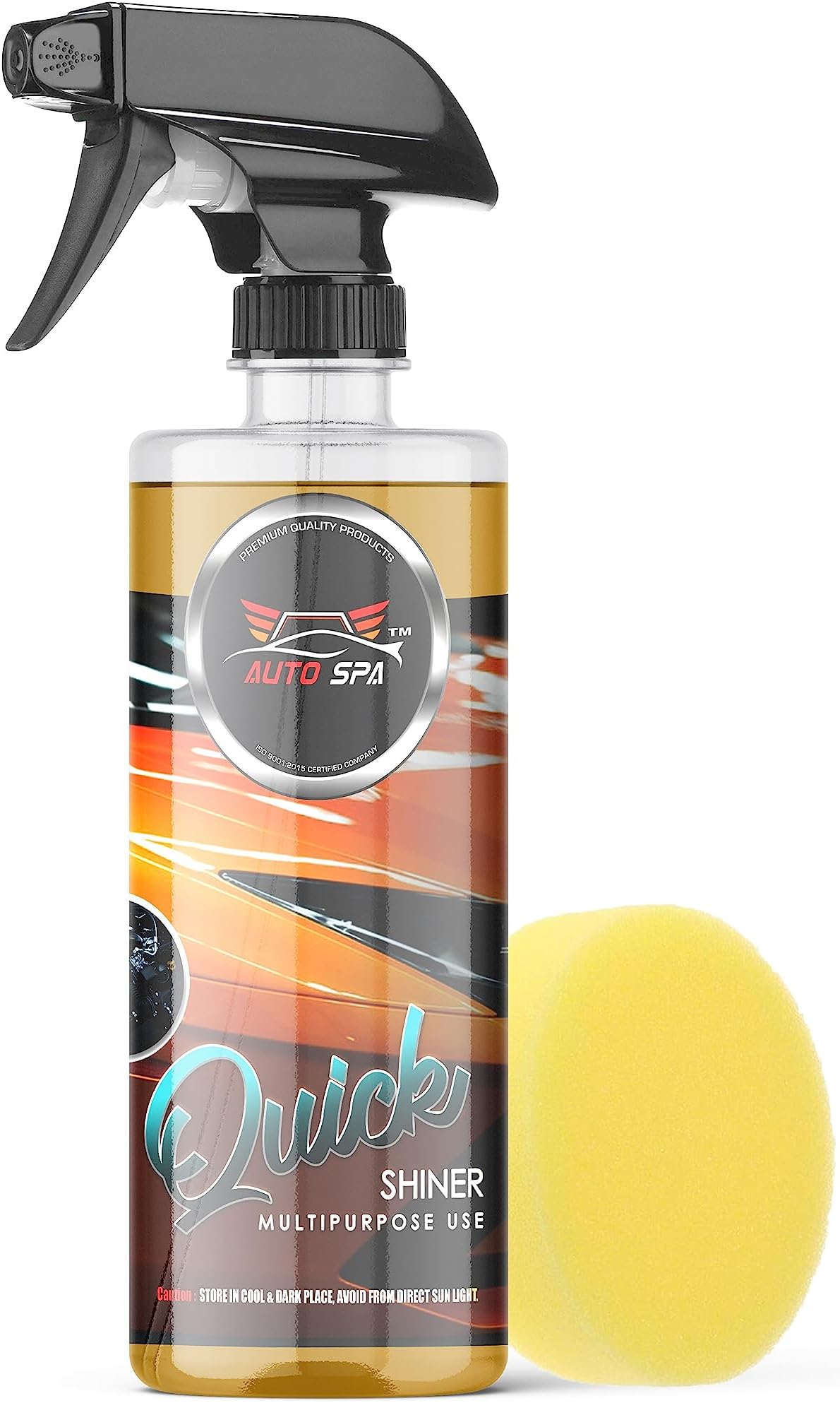 AutoSpa Quick Shiner Multipurpose Liquid Polish Car Interior Shiner, Cleaner, Polish, And Protectant Spray For Car & Bike-500Ml (Cleans/Polish/Protects) With Soft Applicator Sponge