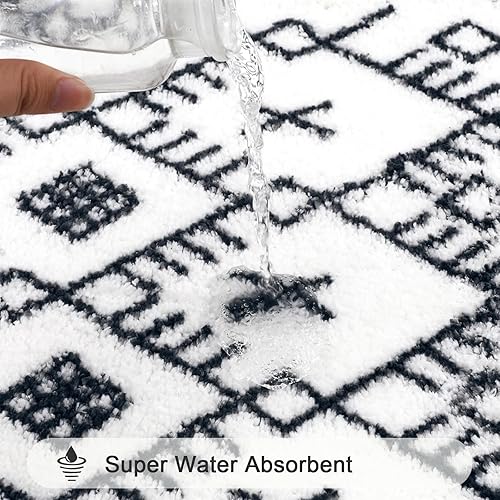 Miniatura 4 de HEBE - Juego de 3 alfombras de baño antideslizantes con tapete de inodoro en forma de U, tapetes de baño de microfibra absorbente para alfombras de