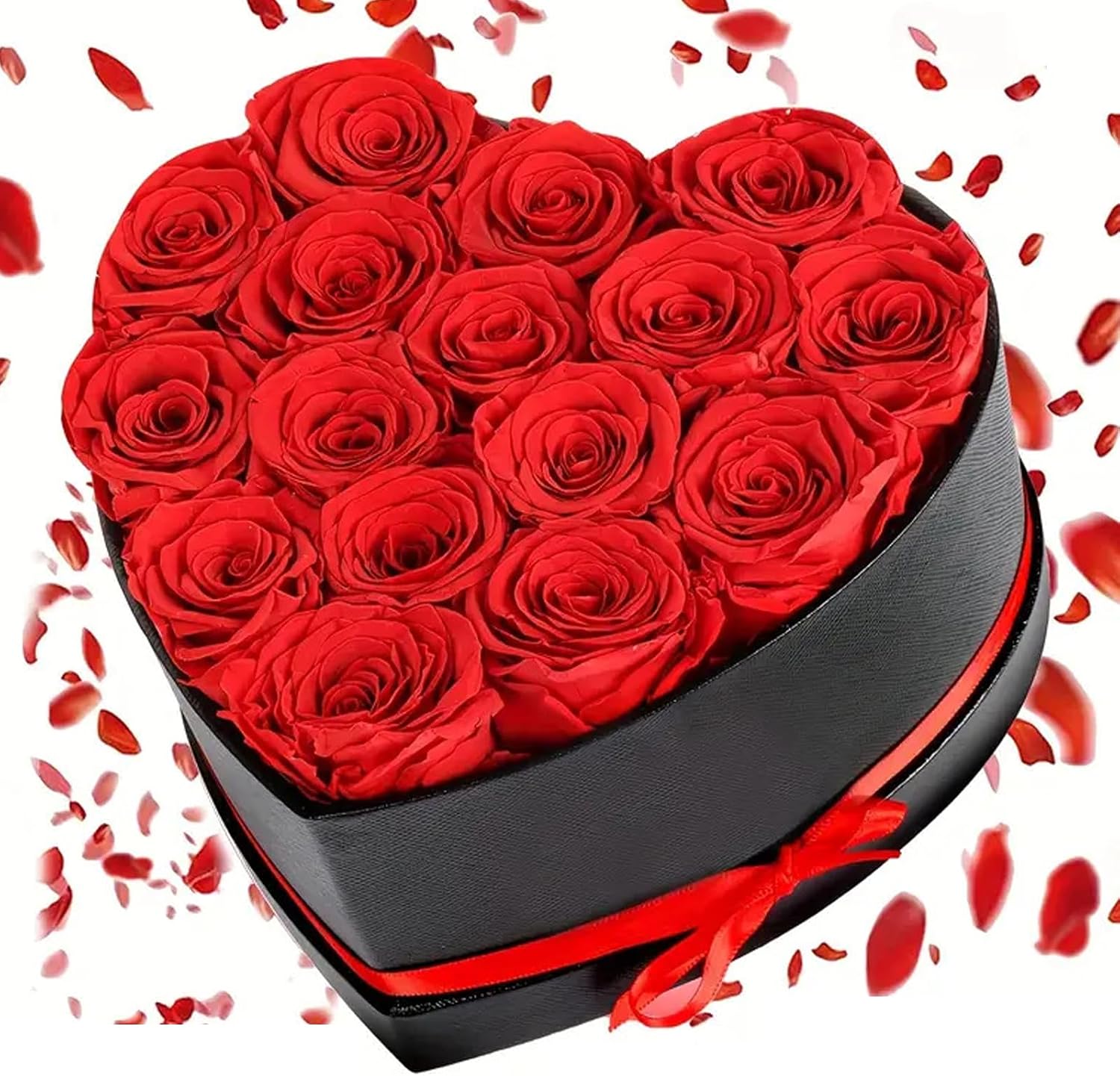 16 Preserved Flower in Heart Shape Box, Forever Real Rose for Valentine's Day, Mother's Day, Christmas, Wedding, Anniversary, Birthday Gifts for Her, Him, Mom, Wife