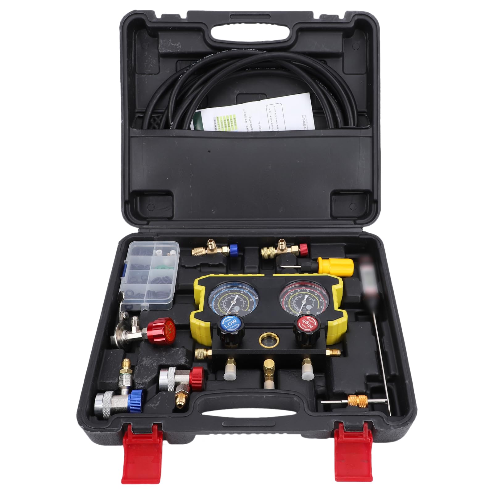 Juego de Manómetros de Colector de CA para Medición Precisa de la Presión Kit de Herramientas de Carga de Refrigerante R134A R22 R410 para Vehículos de Gas y Eléctricos