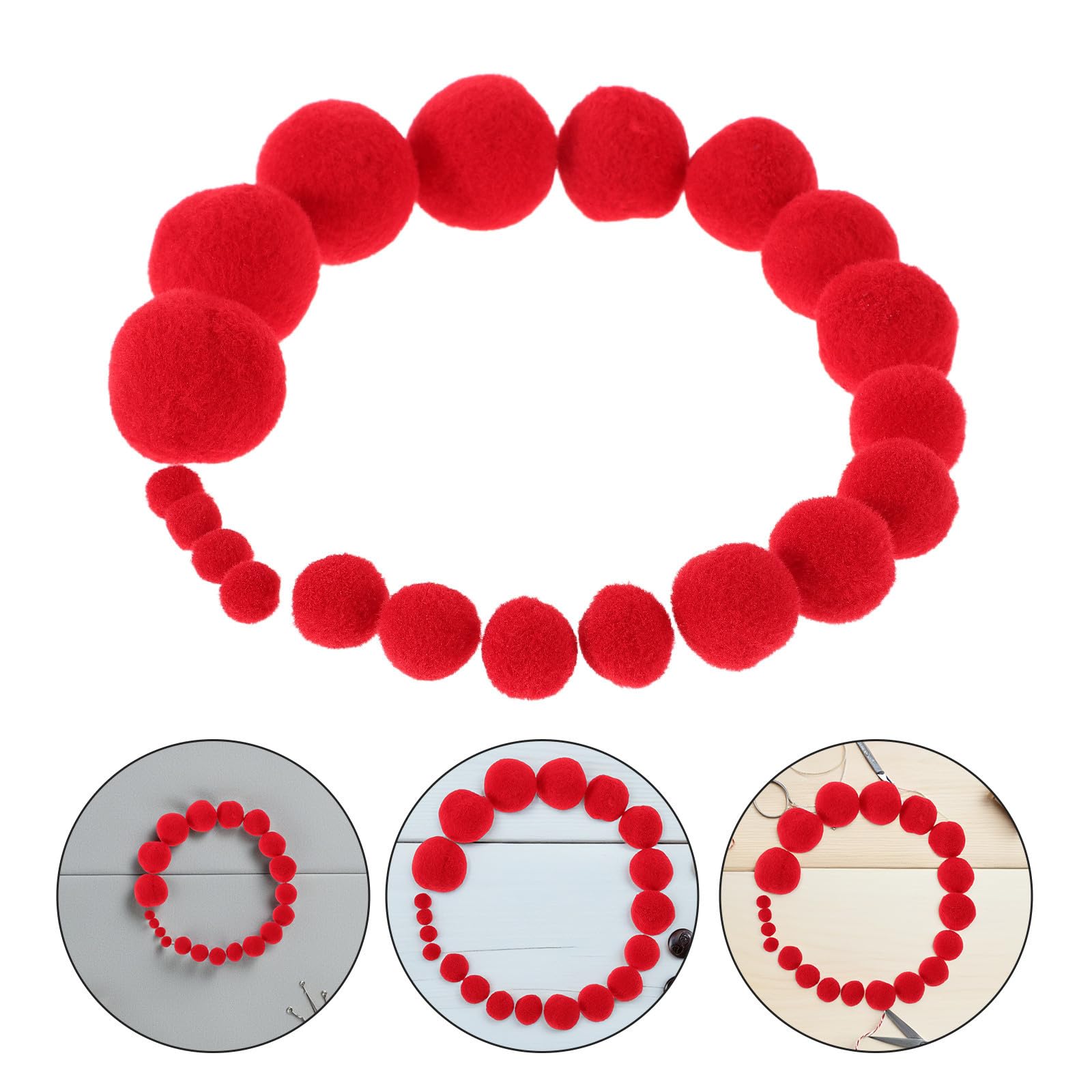 WRITWAA 500 Stück Rote Kleiner Pompons aus Polyester 10-30mm für Kreative Bastelprojekte und Schulaktivitäten Flauschige Weiche Bälle zur Dekoration und Selbstgemacht Handarbeit