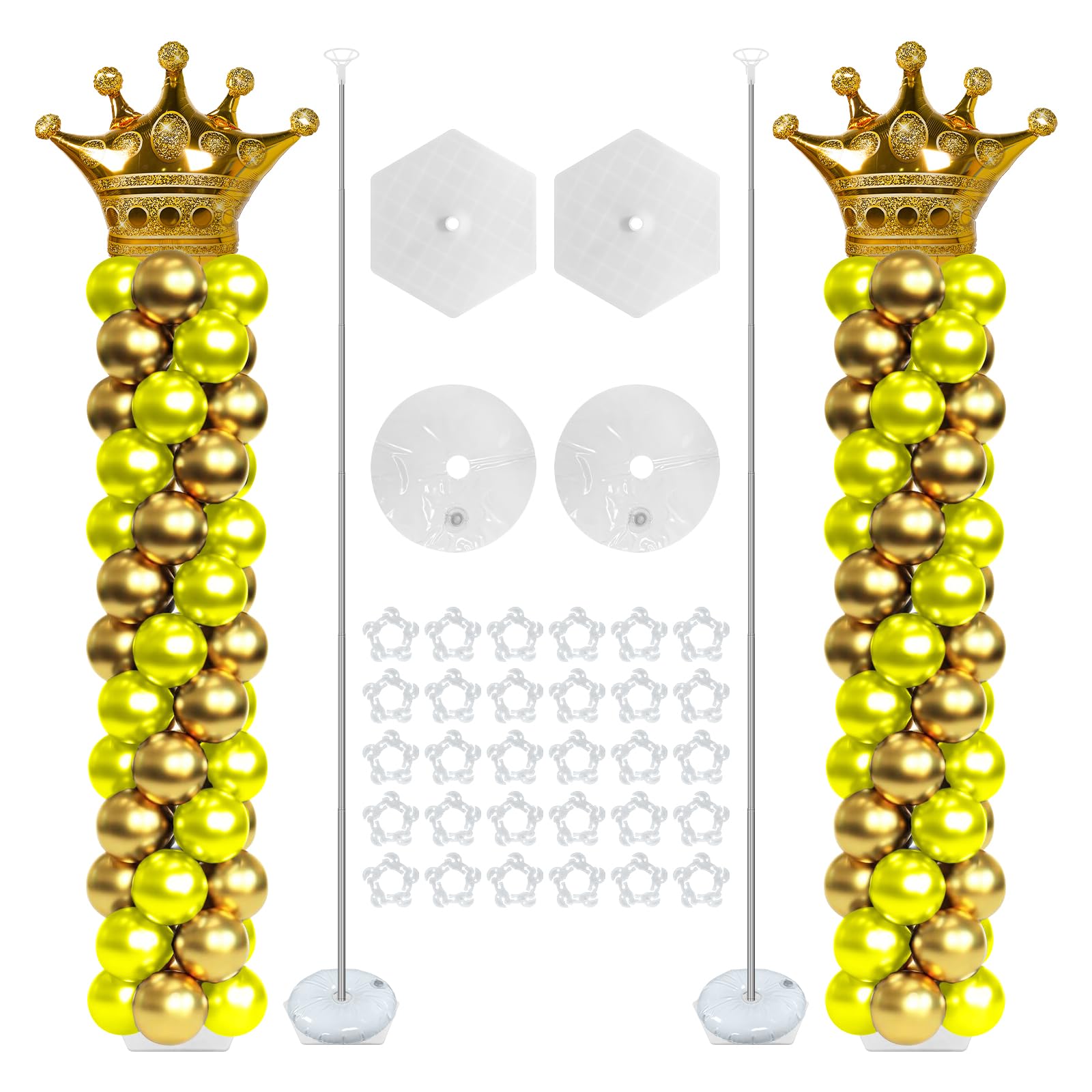 HONPHIER 2 Sets Balloon Stands Adjustable 40cm~2m Balloon Column Stand kit Metal Balloons Holder with Base Weight Bags Clips Cups for Birthday Wedding Baby Shower Festival Party Decoration