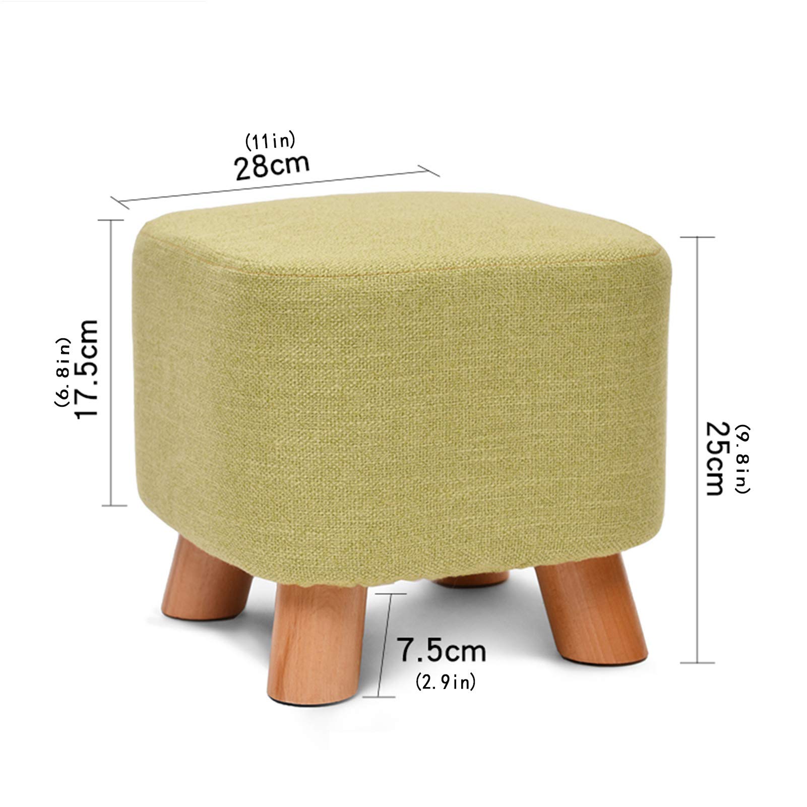 Solidne drewno Holstered Vanity Stool/Chair Ottoman,with Removable Linen Cover and 4 Wood Legs, Dressing Table Stool/Fotel/Seating Footstool/Foot Trest