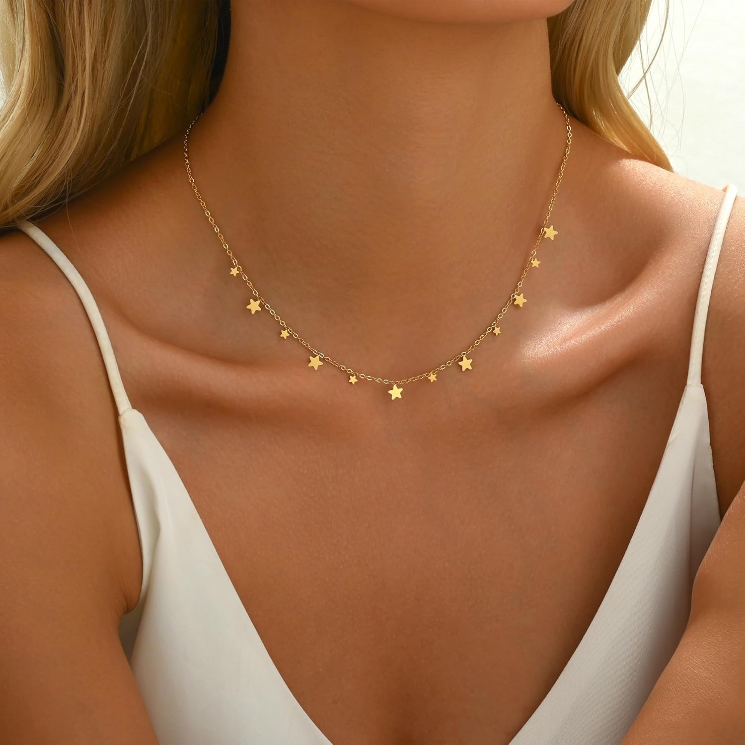 Gold Chain Necklace for Women 18K Gold Plated Dainty Star Cross Heart Cuabn Choker Chains Stainless Steel Trendy Jewelry Christmas Gifts - Image 2