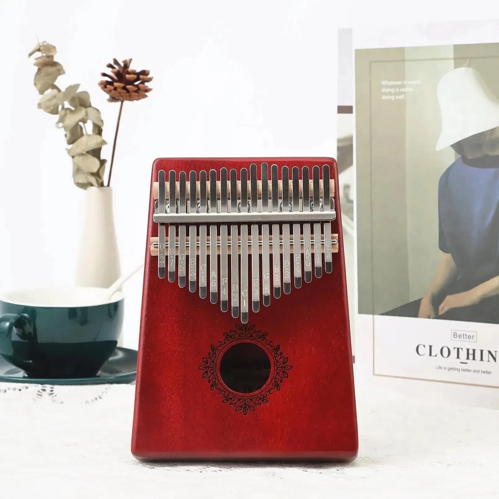 17/21 Tasten Kalimba Daumenklavier Mahagoni Holz Tragbares Fingerklavier Mit Zubehör Fingerklaviere(17 key)